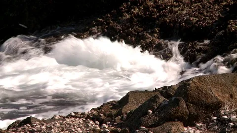 Waves crashing against the rocks Stock Footage 73666645