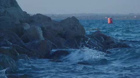 Waves Crashing Against Rocks Stock-Footage 85574208