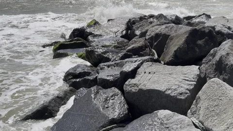 Waves Crashing Against Rocks Stock Footage 240474390