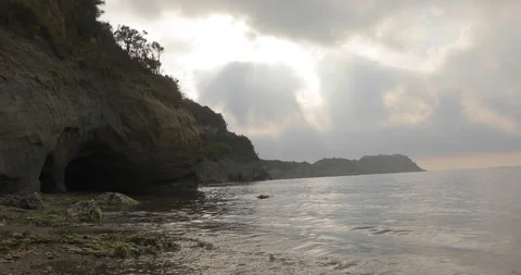 Waves crashing against the stone. Stock Footage 138613345