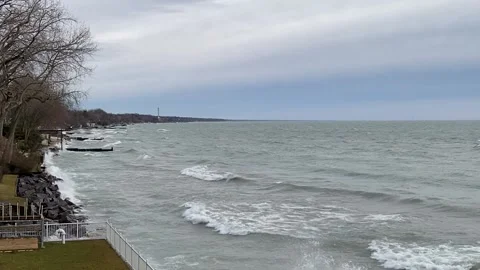 Waves Crashing Along Lake Michigan's Illinois Shore Stock Footage 150469098
