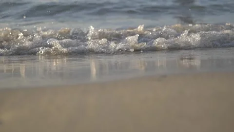 Waves Crashing On The Beach During Sunset Slow Motion 180FPS Stock Footage 169090130