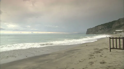 Waves crashing onto a beach Stock Footage 35835153