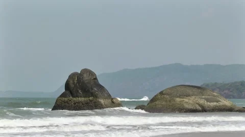 Waves crashing on a Beach Stock Footage 42976245