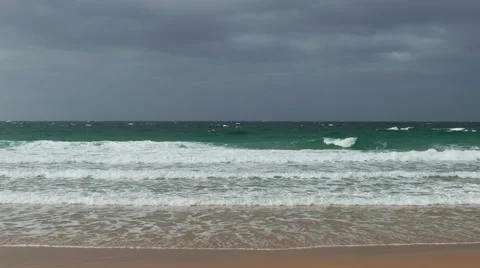 Waves Crashing on Beach Stock Footage 45507585