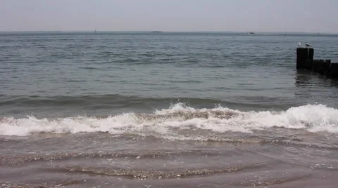 Waves Crashing On Beach Stock Footage 64637558
