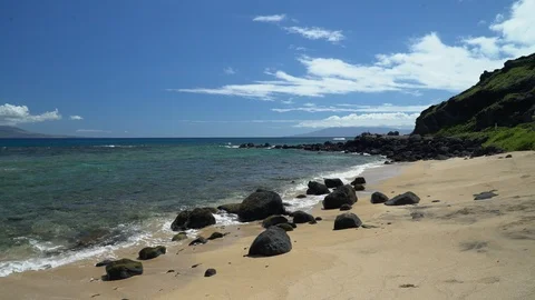 Waves crashing on the beach Stock Footage 97590866