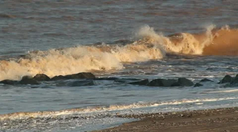 Waves Crashing on Beach HD File Stock Footage 10640100