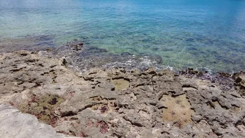 Waves Crashing on Beach Rocks Video stock 248332243