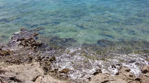 Waves Crashing on Beach Rocks Video stock 248332254