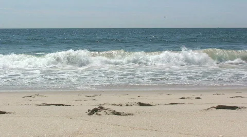 Waves Crashing on Beach Shore on the Atlantic Ocean Stock Footage