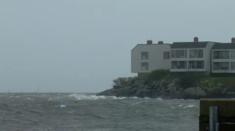 Waves Crashing into Bluff During Hurricane 스톡 동영상 12421387