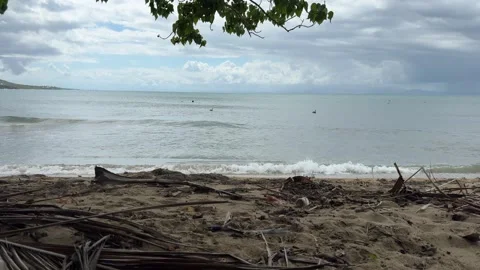 Waves crashing on a Caribbean beach Stock Footage 280398537
