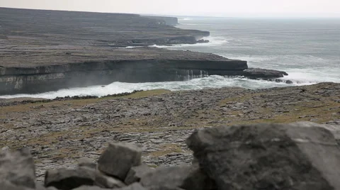 Waves Crashing on Cliffs in Ireland Stock Footage 44524936