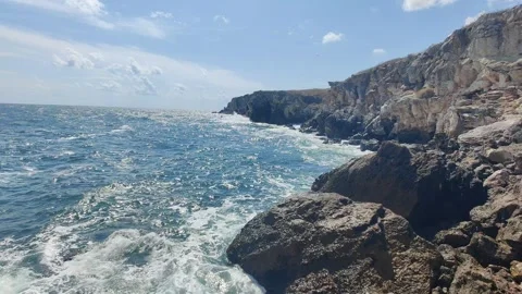 Waves Crashing on Cliffs – Powerful Black Sea Ocean Scene Stock-Footage 296745827
