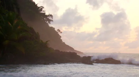 Waves crashing on coast Stock-Footage 57814393