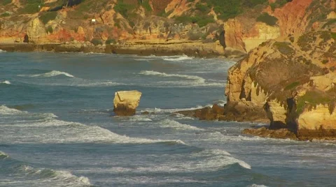 Waves crashing on coast Stock Footage 60691676