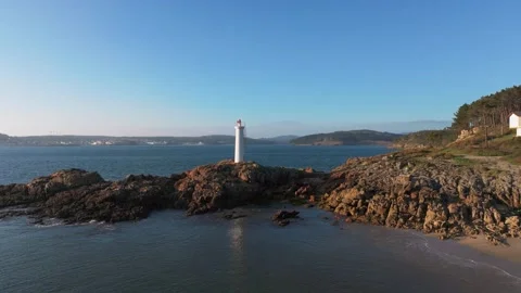 Waves Crashing In The Coastline  - aerial pullback shot Stock Footage 310832452