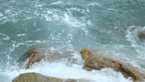 Waves crashing coastline Stock-Footage 241351036