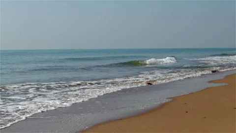 Waves Crashing on the Endless Ocean Shore Stock Footage 309893384