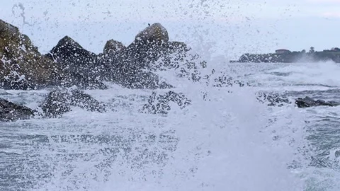 Waves crashing Stock Footage 155441529
