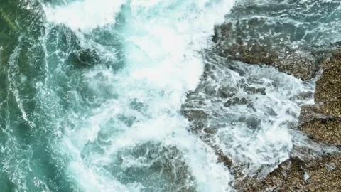 A waves crashing forcefully over rocks. Stock Footage 307853324