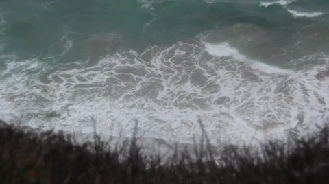 Waves crashing on grassy beach 動画素材 39360012