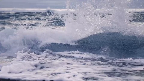 Waves Crashing on Ice Bergs Stock Footage 104755458