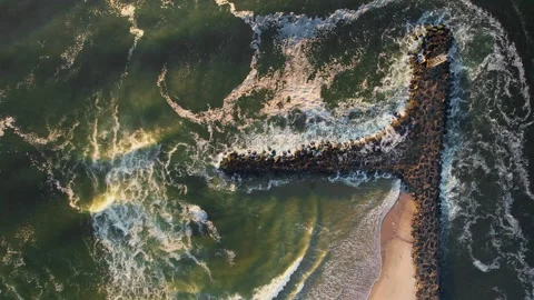 Waves crashing on Jetty Stock Footage 241028874