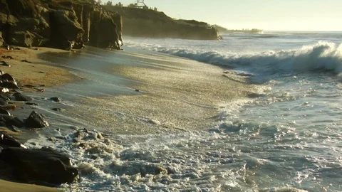 Waves Crashing On La Jolla Shoreline Stock Footage