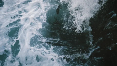 Waves crashing large currents storm Stock Footage 319517452