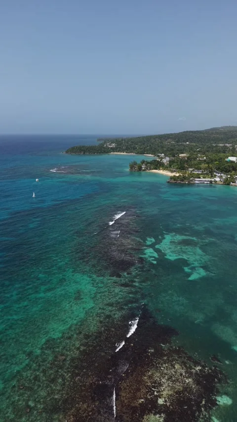 Waves crashing over coral reef Video stock 342133012