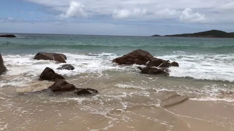 Waves Crashing Over Rocks 60fps Stock Footage 144081993