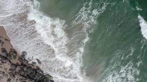 Waves Crashing over Rocks Stock Footage 258399562