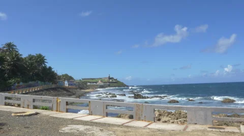Waves crashing over rocks in Puerto Rico Stock Footage 60728259