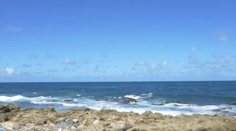 Waves crashing over rocks in Puerto Rico Stock Footage 60731976