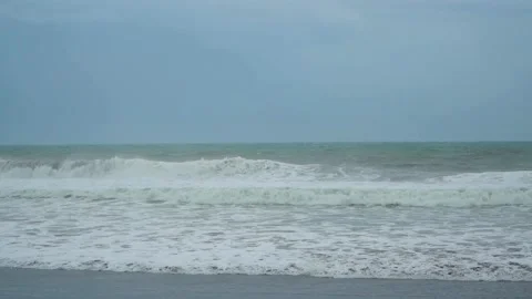 Waves crashing on Purworejo empty beach, Central Java. Indonesia. Static Stock Footage 166083722