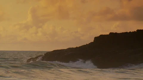Waves crashing on rock Stock Footage 57814511