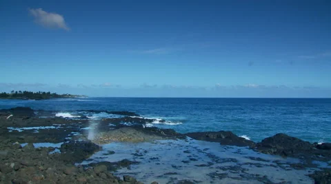 Waves crashing on rock Stock Footage 57815014
