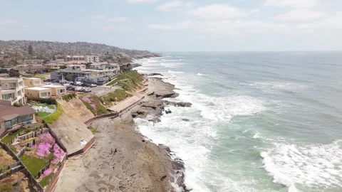 Waves Crashing On Rock Formations at Ocean Beach Coastline Stock Footage 311833204