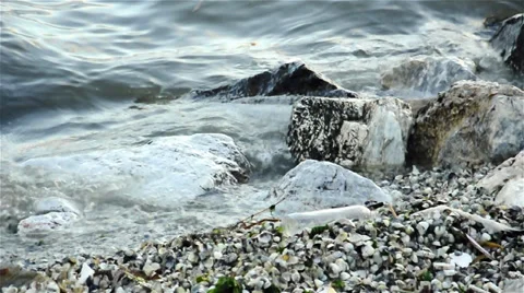 Waves crashing on the rocks-1 Stock Footage 33622198