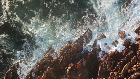 Waves crashing on rocks 3 - 4k Video stock 162176465