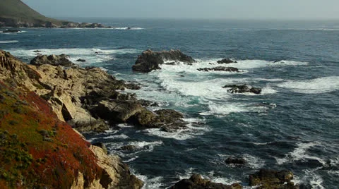 Waves Crashing on Rocks and Cliffs Stock Footage 25632269