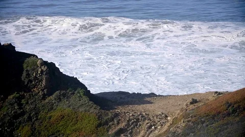 Waves Crashing Rocks Big Sur California Stock Footage 103344024