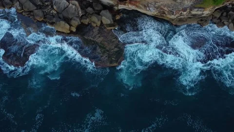 Waves crashing on rocks at Bronte Beach, Sydney, 4K Video stock 241413550