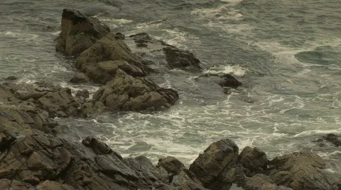 Waves Crashing into Rocks Stock Footage 625462