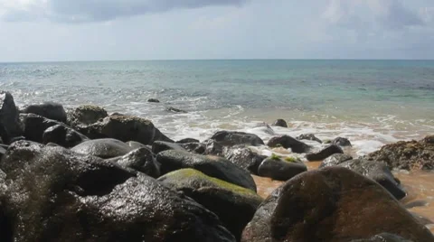 Waves Crashing on Rocks Stock Footage 8665947