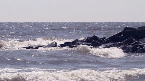 Waves Crashing on Rocks Stock Footage 22782409