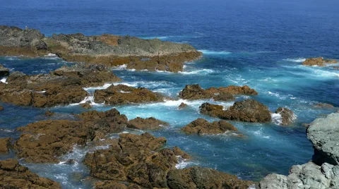 Waves Crashing on Rocks Stock Footage 41537095