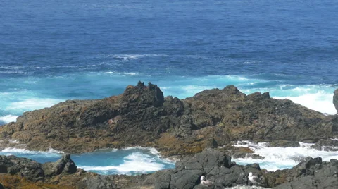 Waves Crashing on Rocks Stock Footage 41538676
